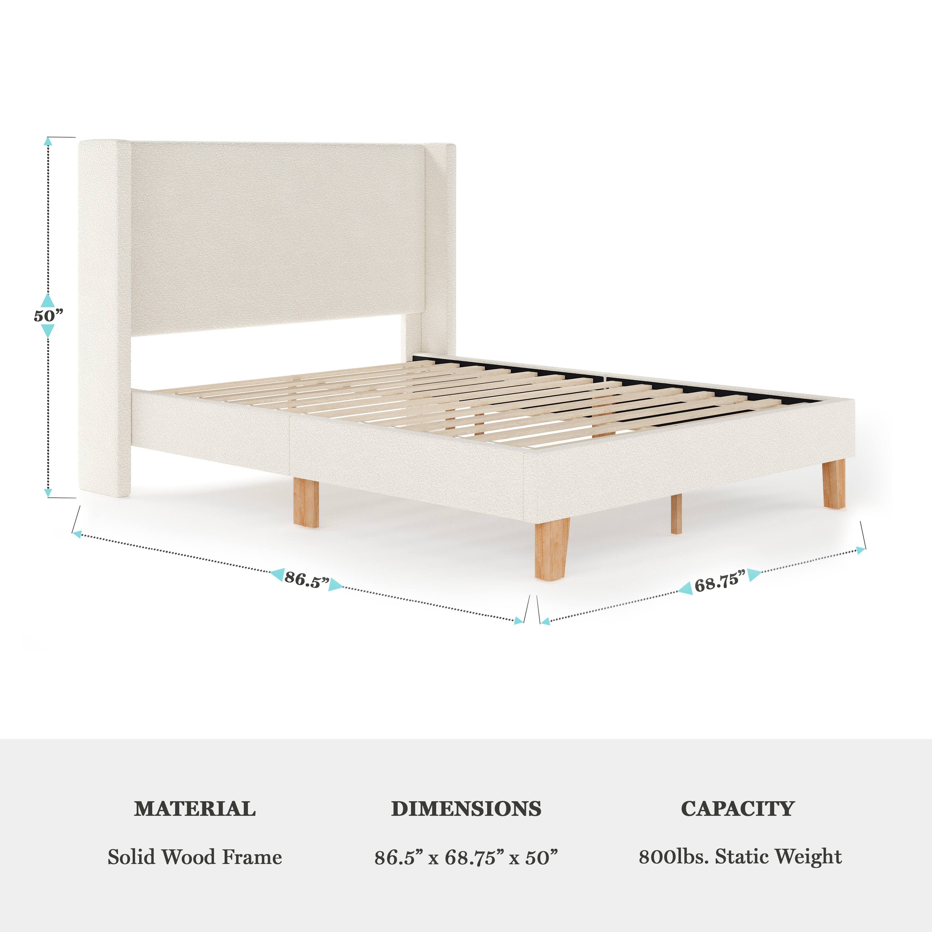 - MATERIAL: Solid Wood Frame
- DIMENSIONS: 86.5" x 68.75" x 50"
- CAPACITY: 800lbs. Static Weight