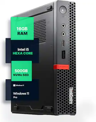16GB RAM
Intel i5 Hexa Core
500GB NVMe SSD
Windows 11 Pro
Lenovo ThinkCentre
