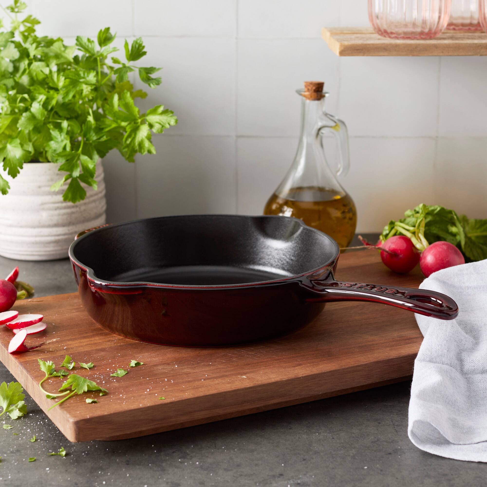 Alt View 1. Staub - STAUB Cast Iron 8.5-inch Traditional Deep Skillet - Grenadine - Grenadine.