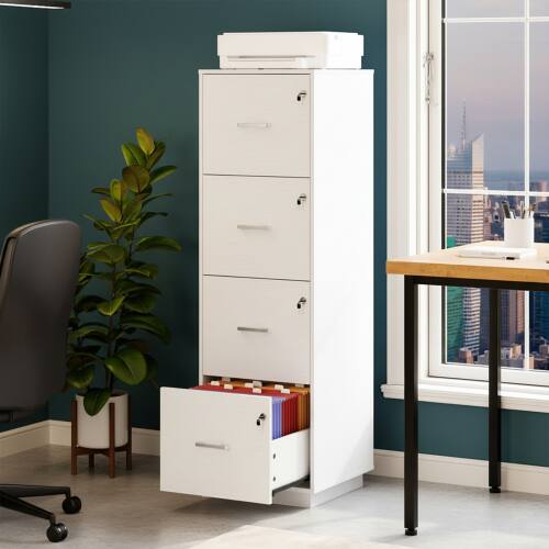 Alt View 7. Winado - Mobile 4-Drawers Tall File Cabinet with Independent Locks, Letter-Size Hanging Anti-Tip for Home Office Space-Saving - White.