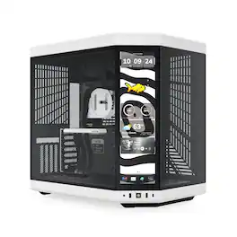 HYTE - Y70 Touch Infinite Mid Tower Aesthetic Gaming PC Case with 2.5K IPS Touchscreen and Riser Cable - Panda