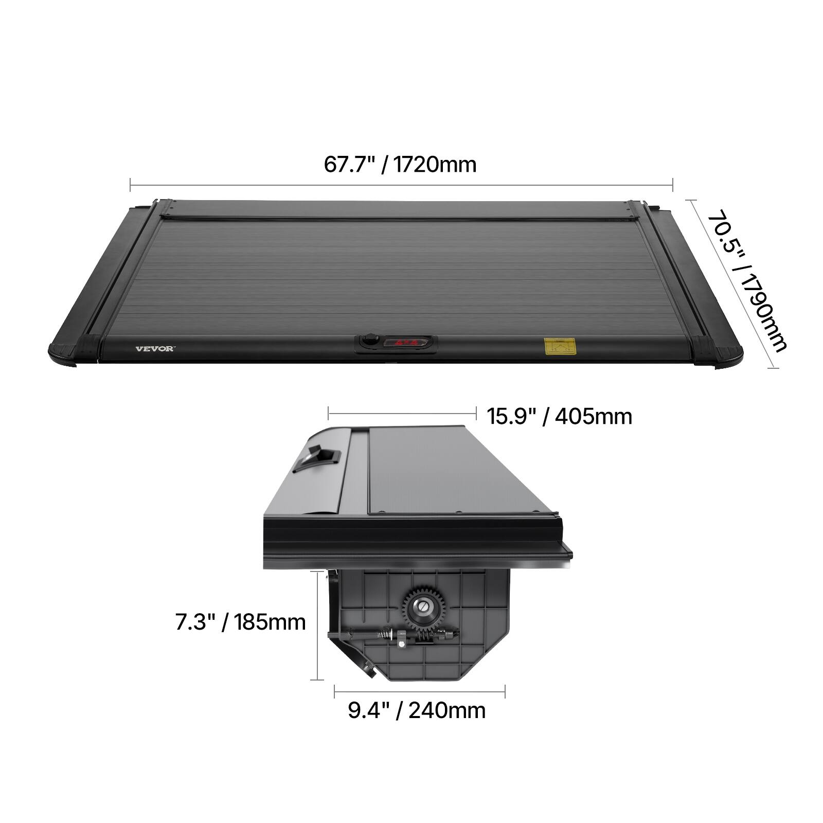 VEVOR

67.7" / 1720mm  
15.9" / 405mm  
70.5" / 1790mm  
7.3" / 185mm  
9.4" / 240mm  
20mm
