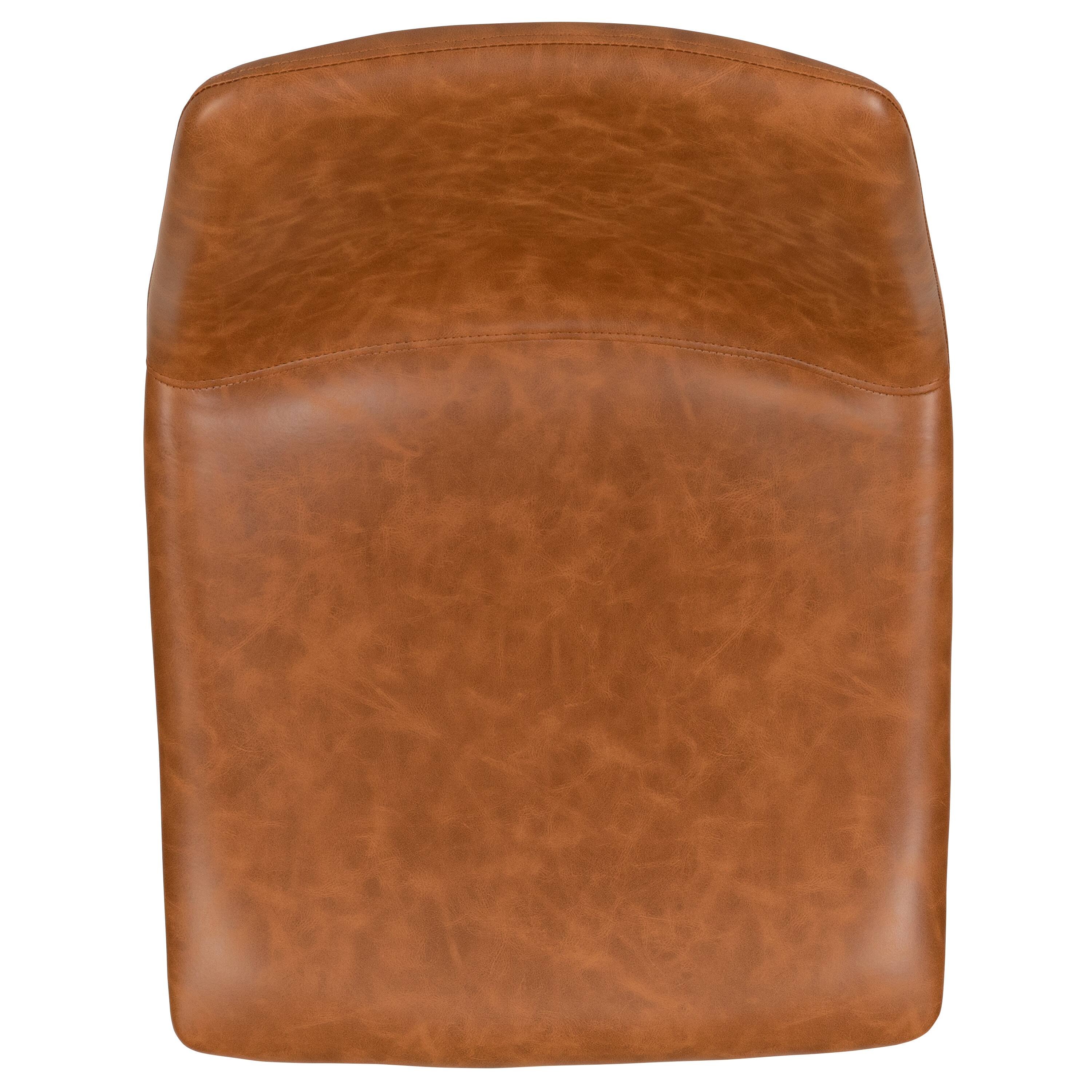 Alt View 9. Emma + Oliver - Set of 2 Kitchen Counter Height Stool - 24 Inch LeatherSoft Barstool - Light Brown.