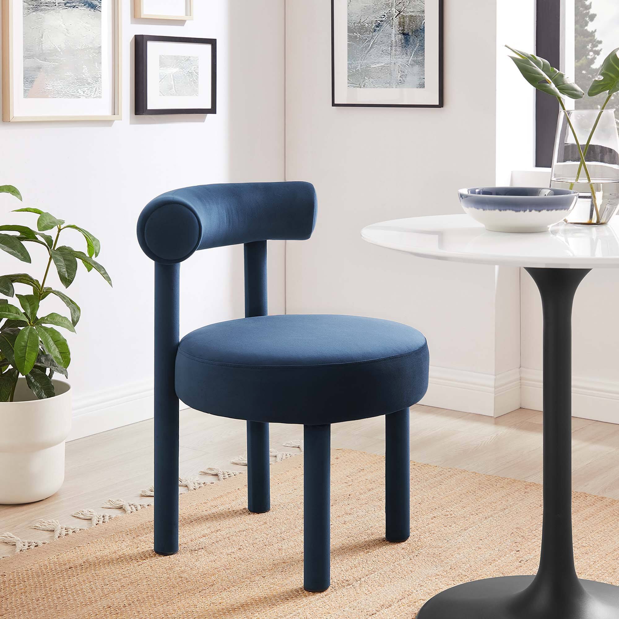 Alt View 4. Modway - Toulouse Performance Velvet Dining Chair by Modway - Blue.