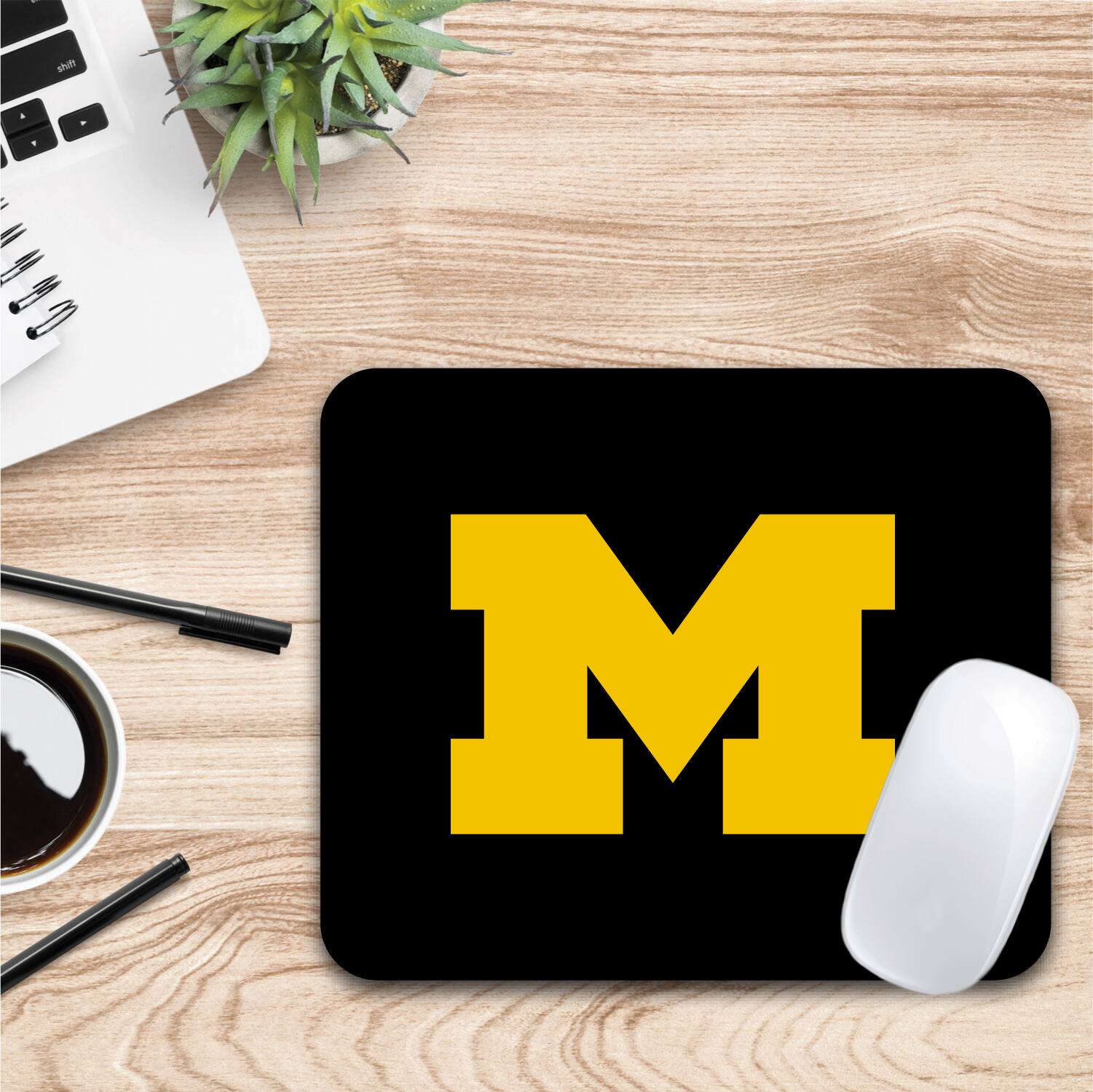 Alt View 1. OTM Essentials - Black Michigan Wolverines Primary Logo Mouse Pad - Black.