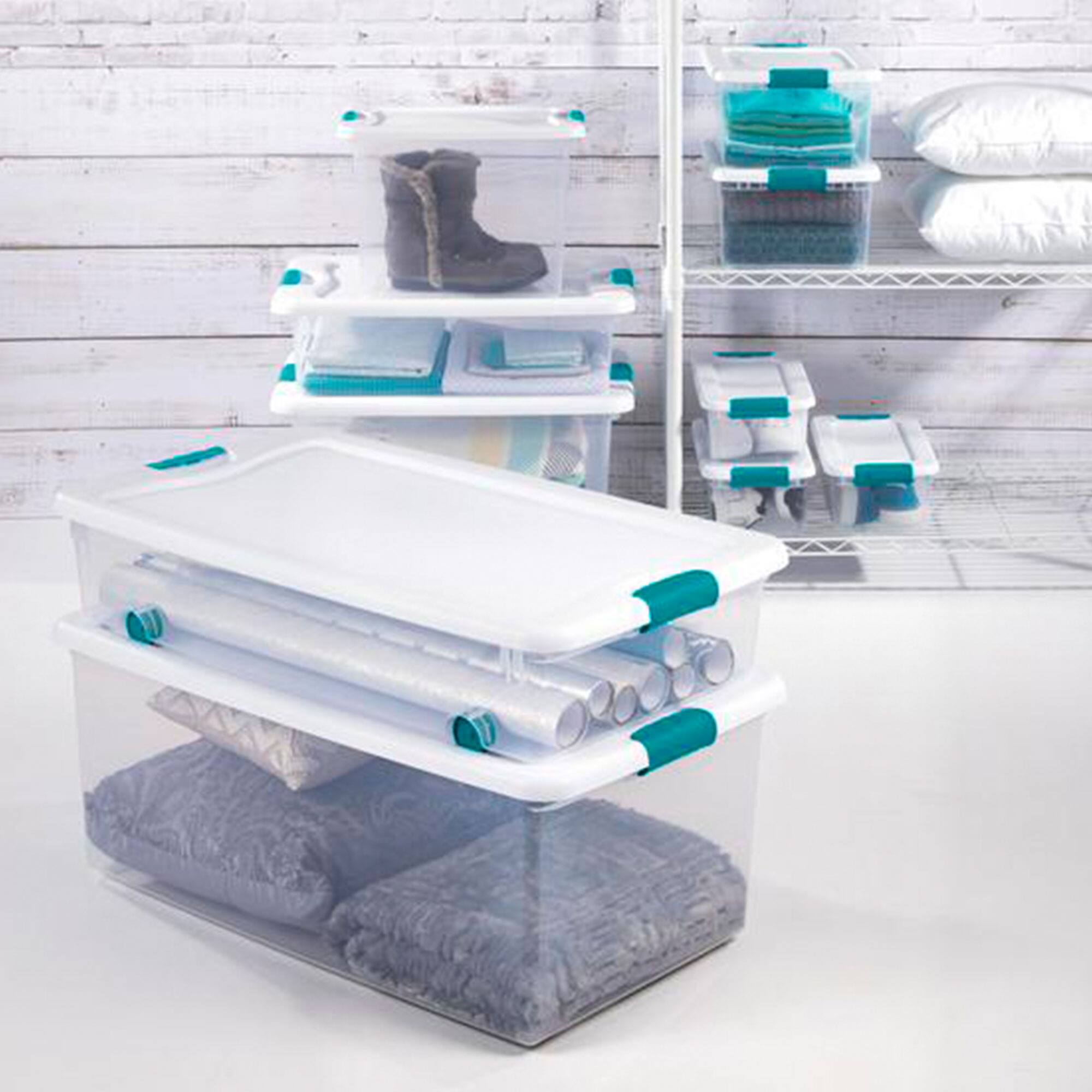 Alt View 3. Sterilite - Sterilite 12 Pack 15-Qt & 6 Pack 25-Qt Stackable Clear Plastic Storage Bin w/Lid - Clear.