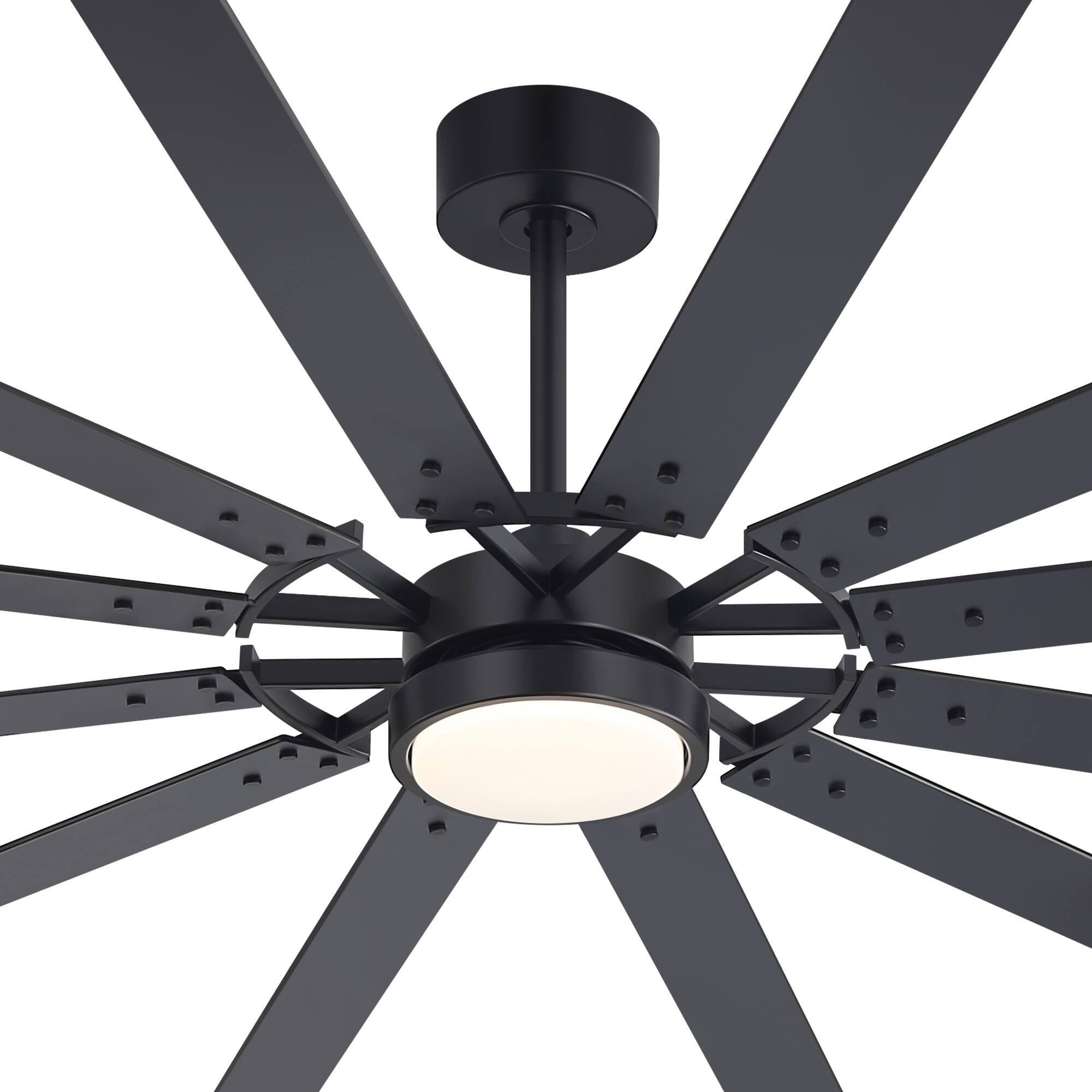 Alt View 7. Breezary - 80-Inch Ceiling Fan with LED Light, 12 Wood Blades, DC Motor, 6 Speeds, Timer, Reversible Airflow and Remote Control - Black and Walnut.