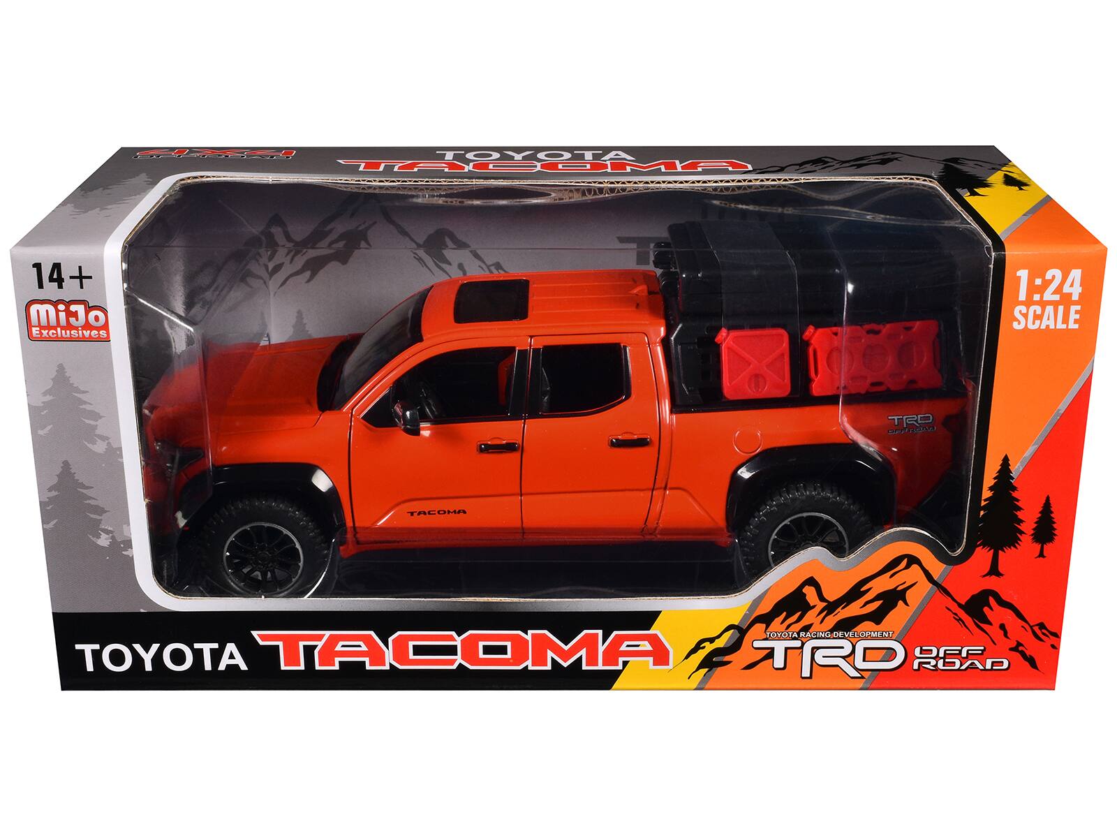 SPARECT TOYOTA TACOMA  
14+ MiJo Exclusives  
1:24 SCALE  
TRO XIII FACEBOOKS  
TACOMA  
TOYOTA RACING DEVELOPMENT TOYOTA TACOMA TRO ROAD OFF