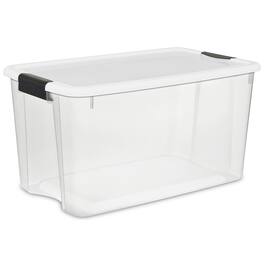 Sterilite - 70 Qt Clear Plastic Stackable Storage Bin w/ White Latch Lid, 20 Pack
