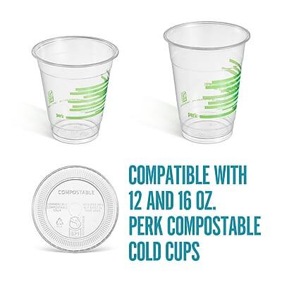 COMPATIBLE WITH 12 AND 16 OZ. PERK COMPOSTABLE COLD CUPS