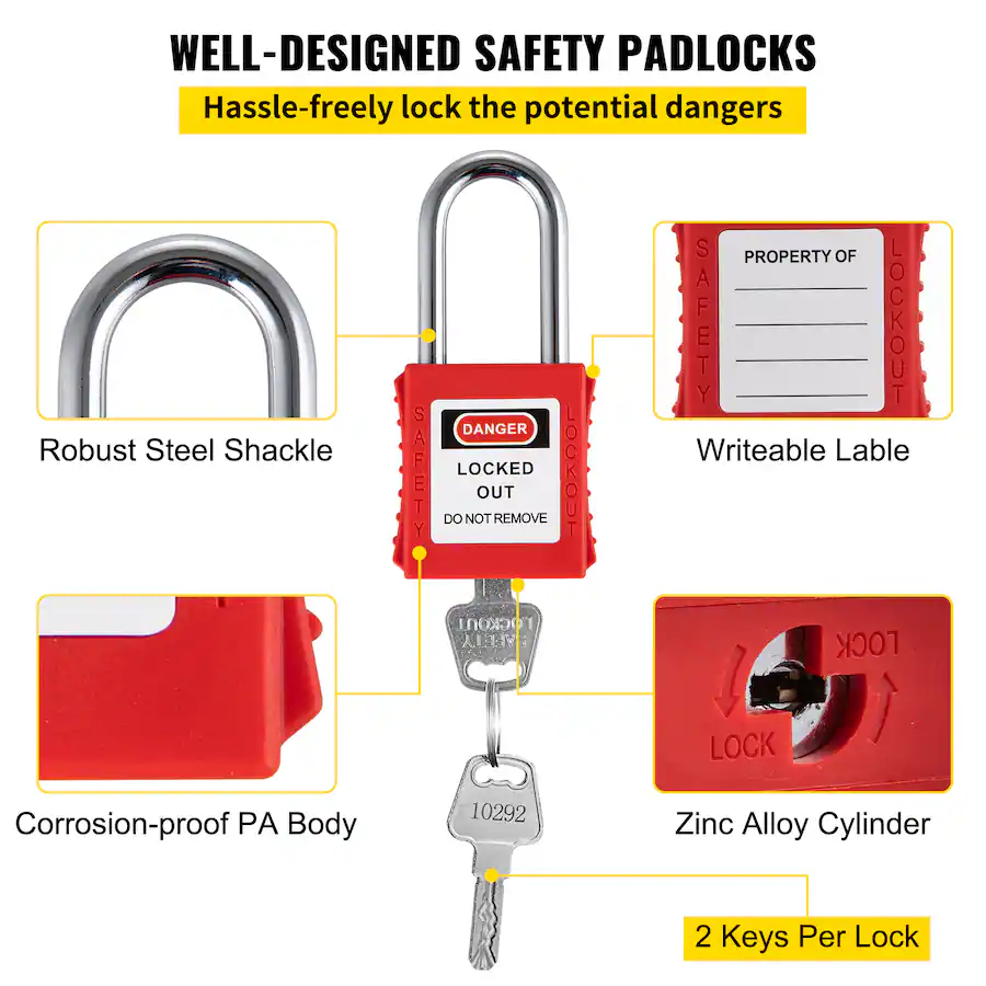 VEVOR 58 PCS Lockout Tagout Kits, Electrical Safety Loto Kit Includes ...