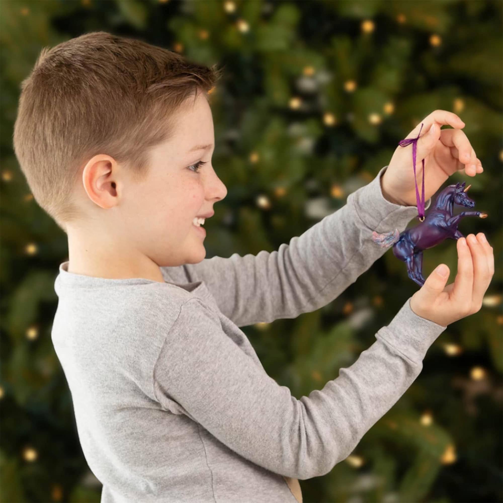 Alt View 1. Breyer - Breyer 2022 Holiday Unicorn Ornament | Tyrian - Purple.