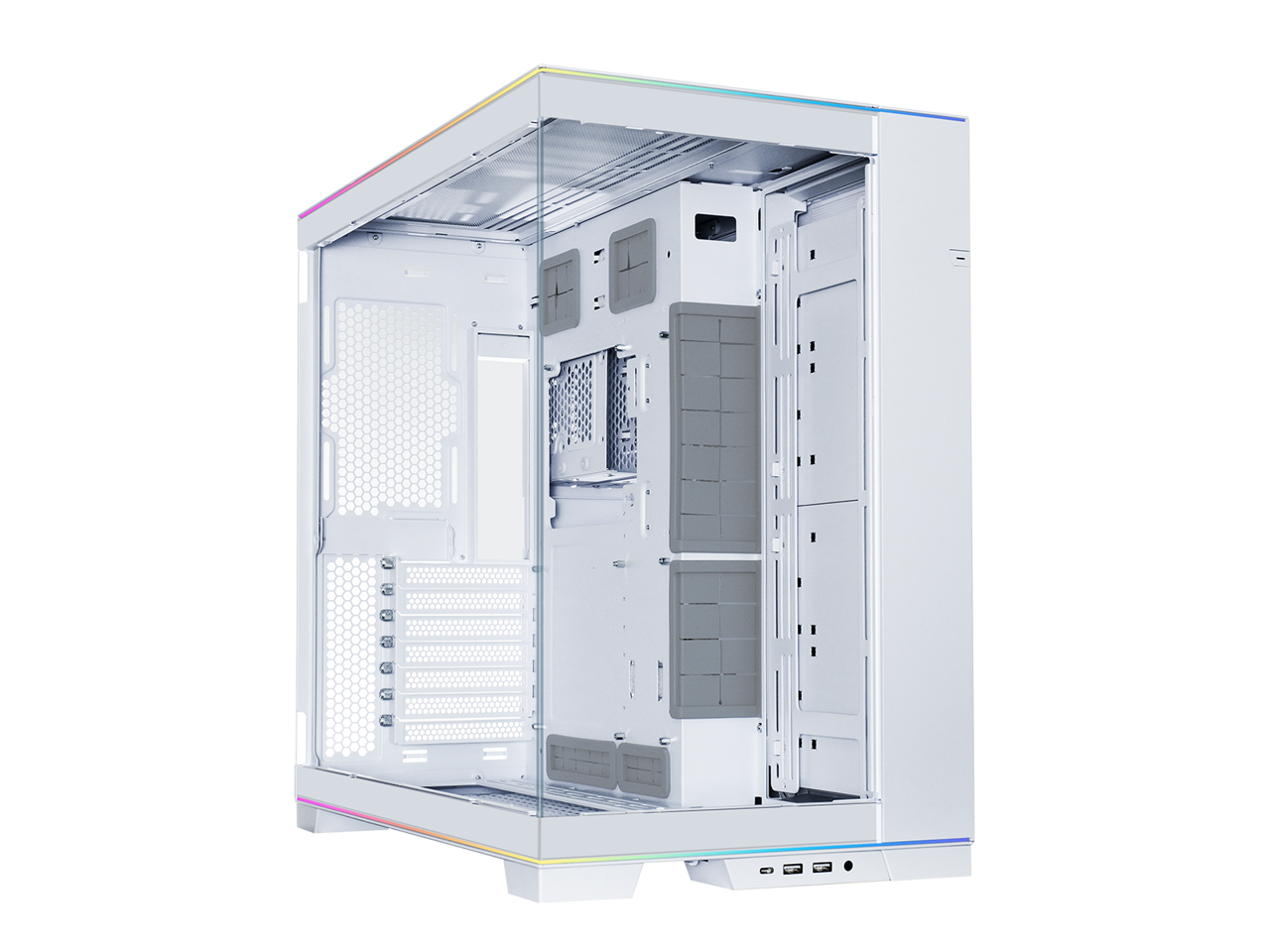 Alt View 1. Lian Li - LIAN LI O11 EVO RGB  White Aluminum / Steel / Tempered Glass ATX Mid Tower Computer Case ----O11DERGBW - White.