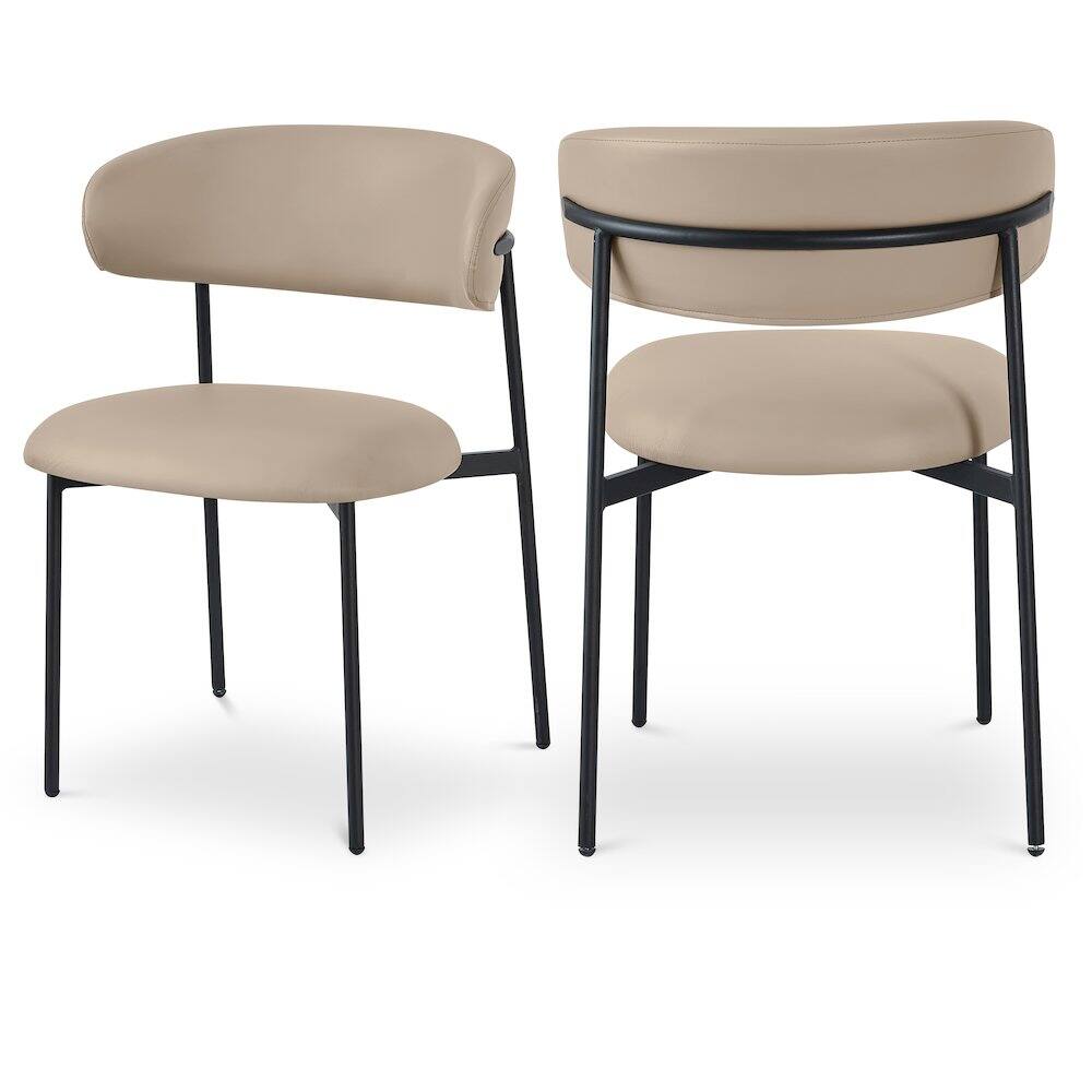 Front. Meridian Furniture - Lupita Taupe Vegan Leather Dining Chair, Set of 2 - Brown.