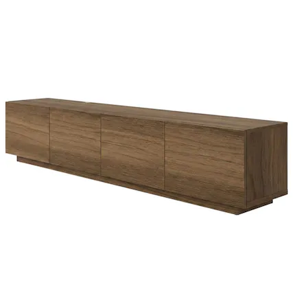 Front. FurniFact - Wall Mounted Floating TV Stand for 75 Inch TV in Sleek Finish - Brown.