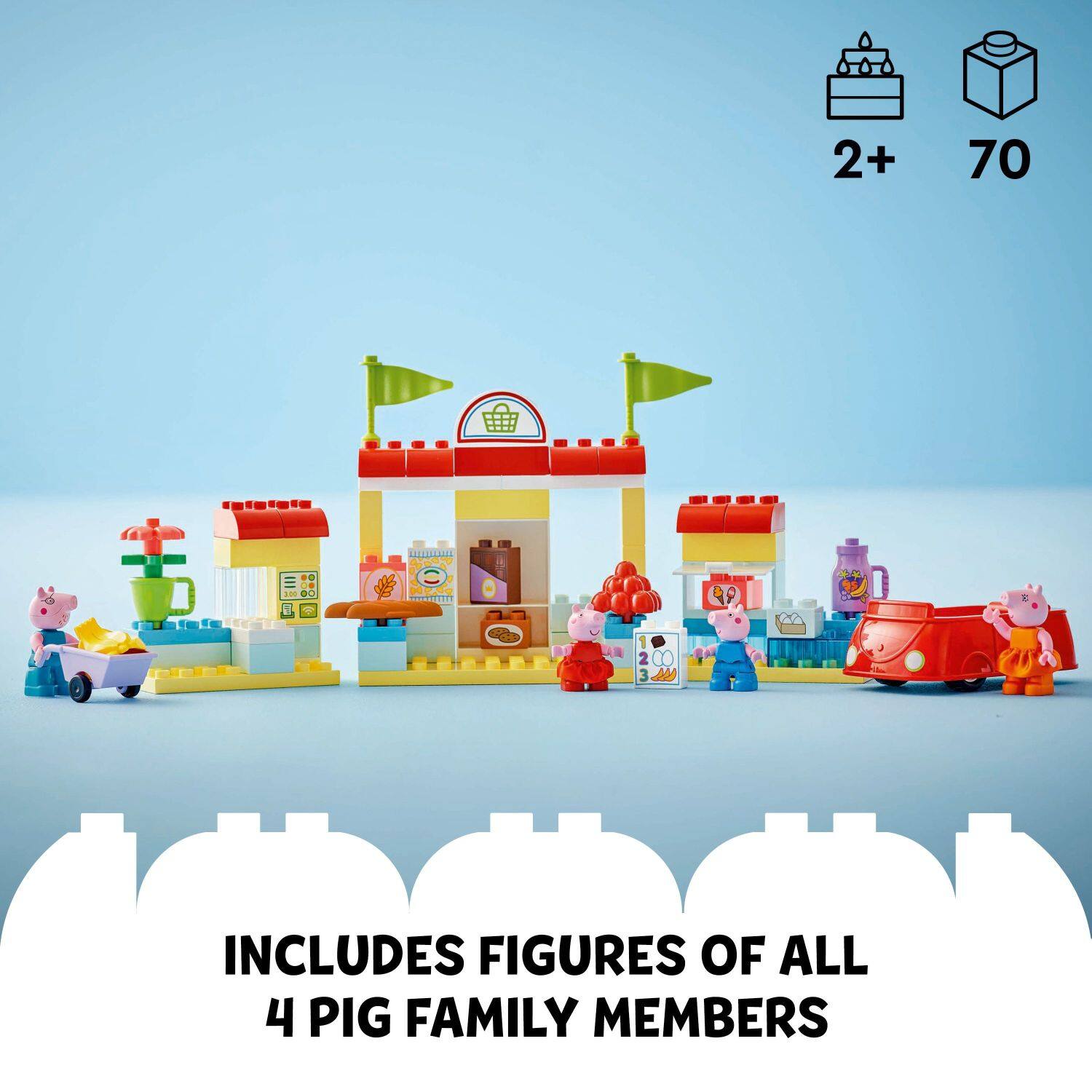 The text on the image reads: "2+ 70 TLA s 90 INCLUDES FIGURES OF ALL 4 PIG FAMILY MEMBERS." This can be grouped and corrected as follows:
"2+ 70 TLA s 90 INCLUDES FIGURES OF ALL 4 PIG FAMILY MEMBERS."
* "2+ 70 TLA s" can be grouped as "2+ 70 TLA s" or "2+ 70 TLA s"
* "90 INCLUDES FIGURES OF ALL 4 PIG FAMILY MEMBERS" can be grouped as "90 INCLUDES FIGURES OF ALL 4 PIG FAMILY MEMBERS" or "90 INCLUDES FIGURES OF ALL 4 PIG FAMILY MEMBERS"