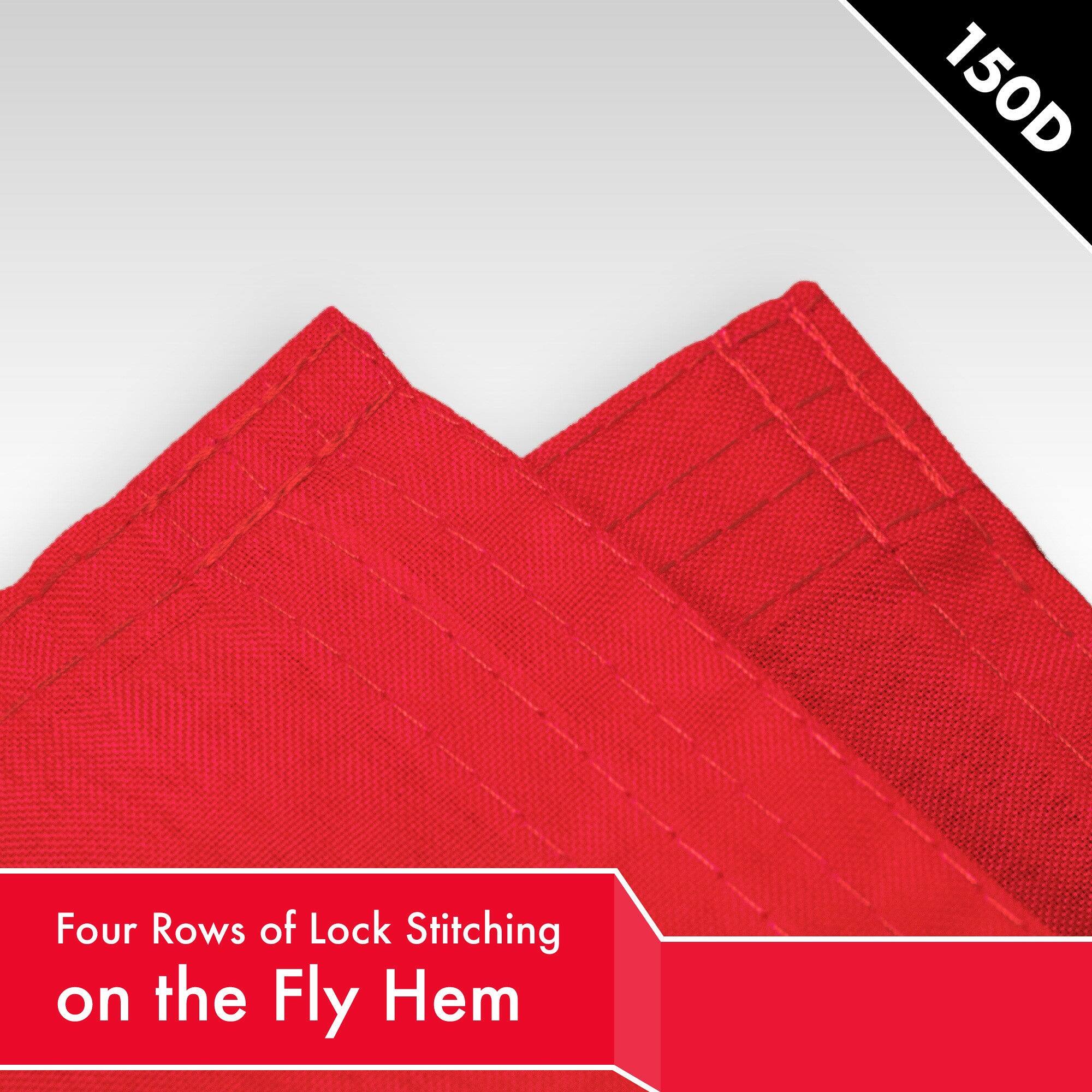 150D  
Four Rows of Lock Stitching on the Fly Hem