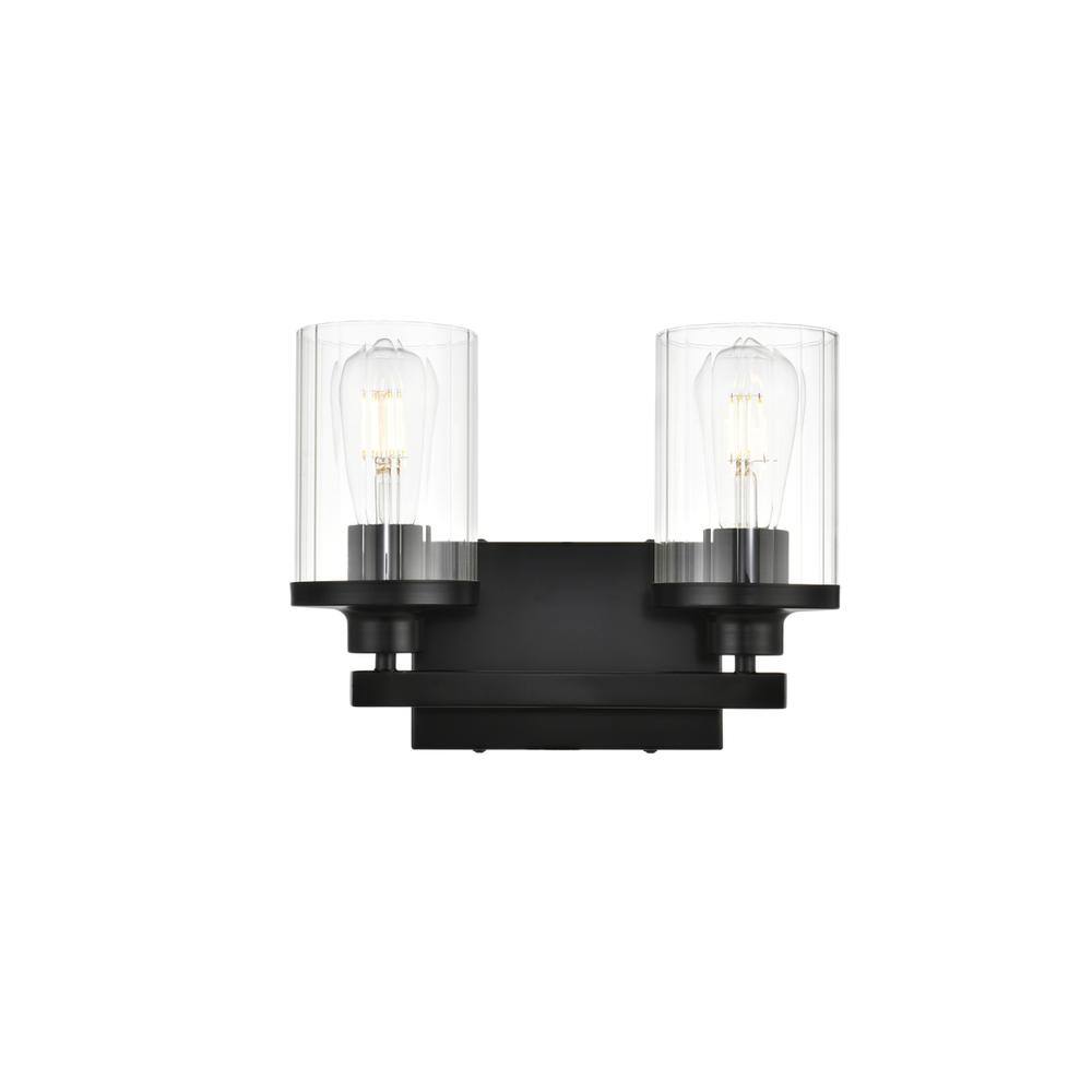 Alt View 1. Living District - Saanvi 2 light Black and Clear Bath Sconce - Black And Clear.