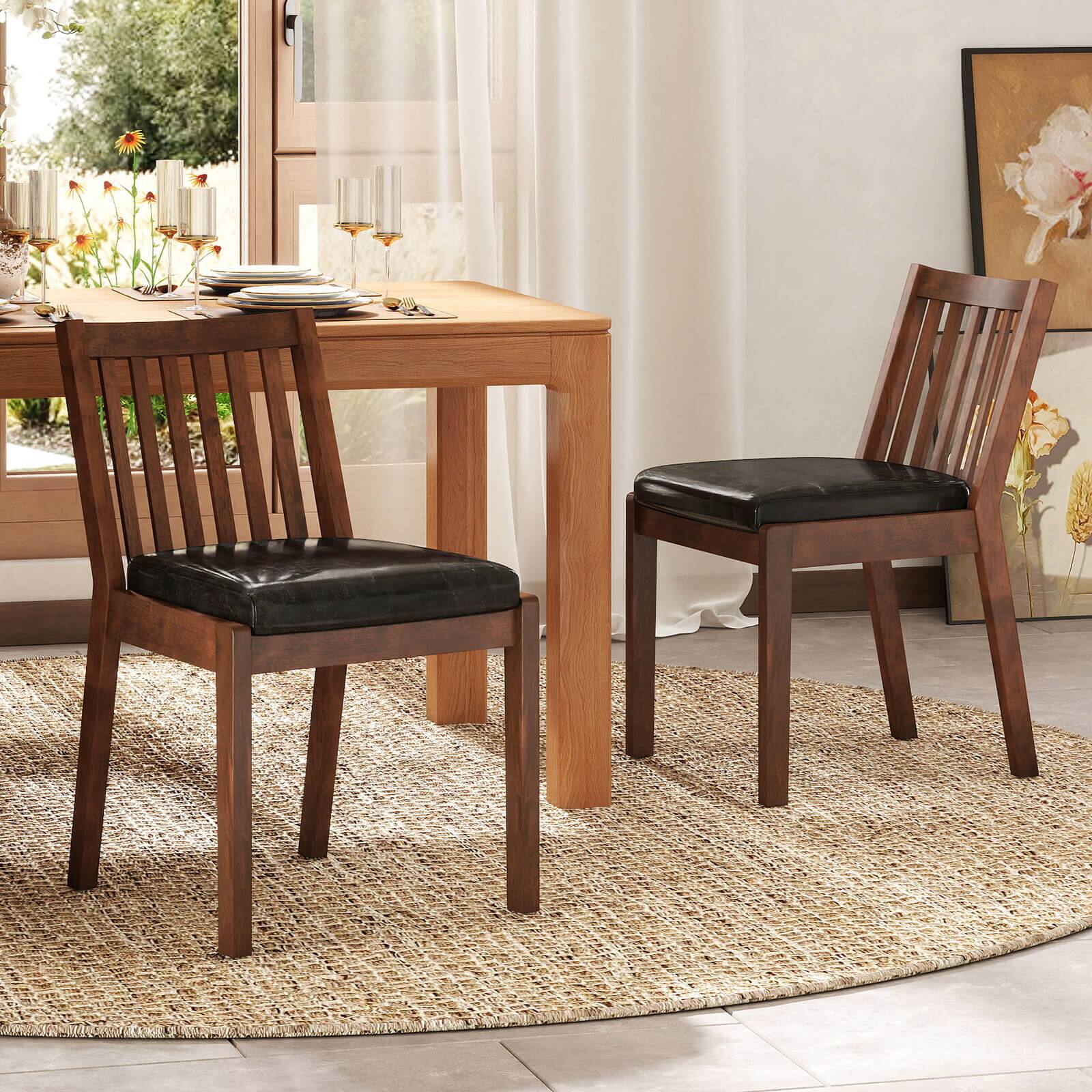 Alt View 1. Costway - Costway Dining Chair Set of 4 PU Leather Upholstered Kitchen Armless Chairs - Espresso+Black.