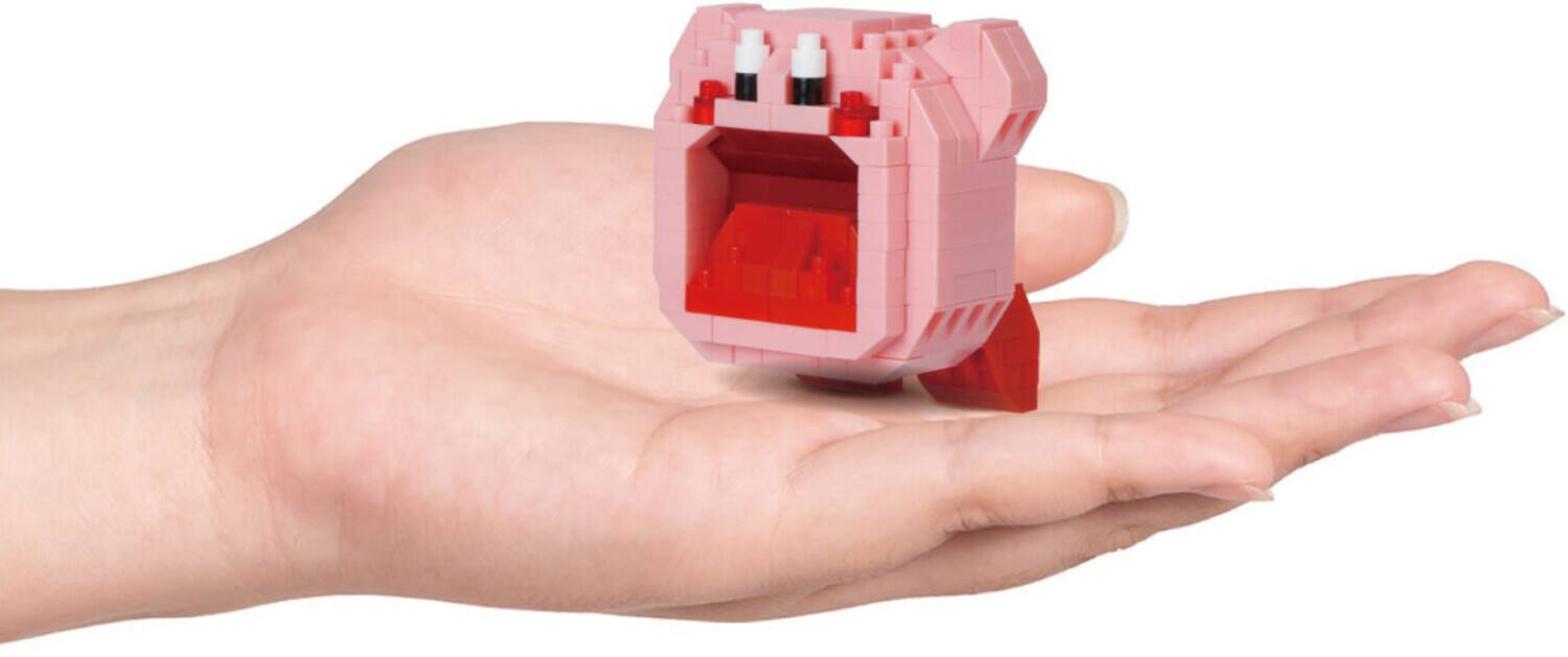 Alt View 2. Bandai - Nanoblock - Kirby - Character Collection - Inhaling Kirby Building Kit   - COLLECTIBLES - Multicolor.