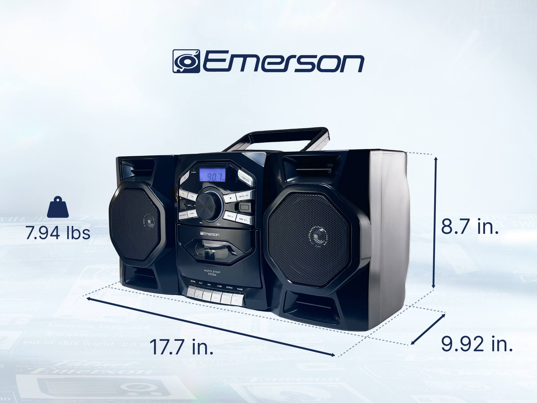 Emerson 90 1 7.94 lbs Emerson 8.7 in. 17.7 in. 9.92 in.