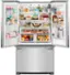 The refrigerator is well stocked with a variety of food items. There are several bottles of juice, milk, and other beverages placed on different shelves. The refrigerator also contains a variety of fruits, including apples and oranges, as well as vegetables such as broccoli. Additionally, there are multiple bowls and a cup inside the refrigerator, likely used for storing and serving food. The refrigerator is filled with fresh produce and drinks, making it an ideal place to store food and beverages.