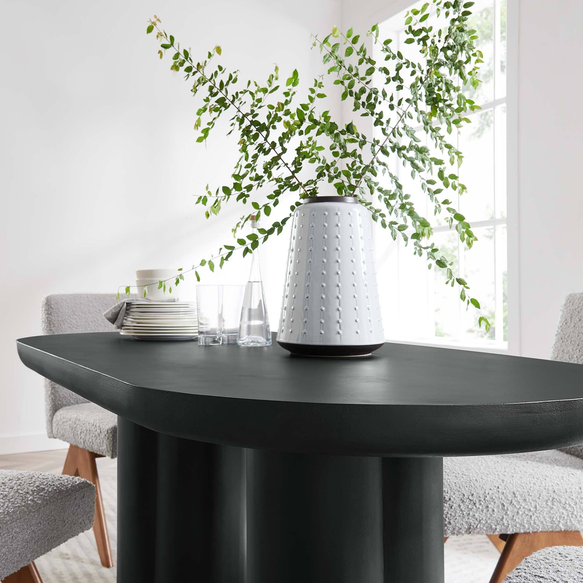 Alt View 6. Modway - Caspian 72" Oval Concrete Dining Table - Black.
