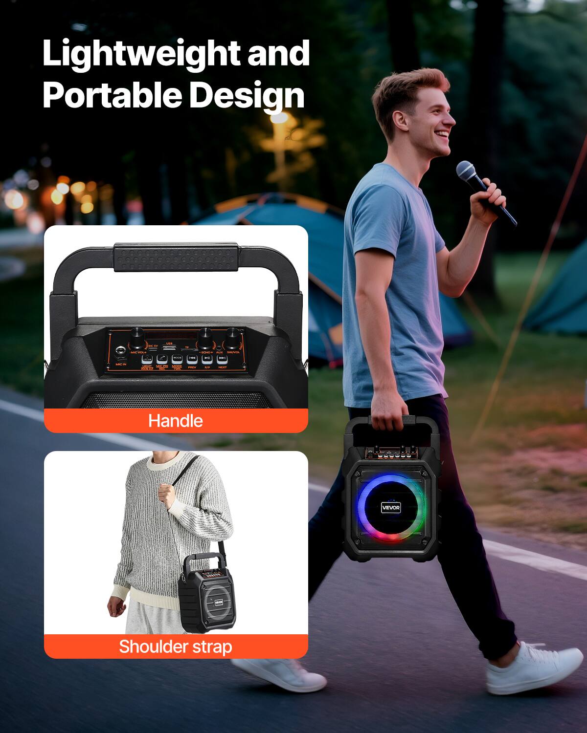 Lightweight and Portable Design

Handle

Shoulder strap