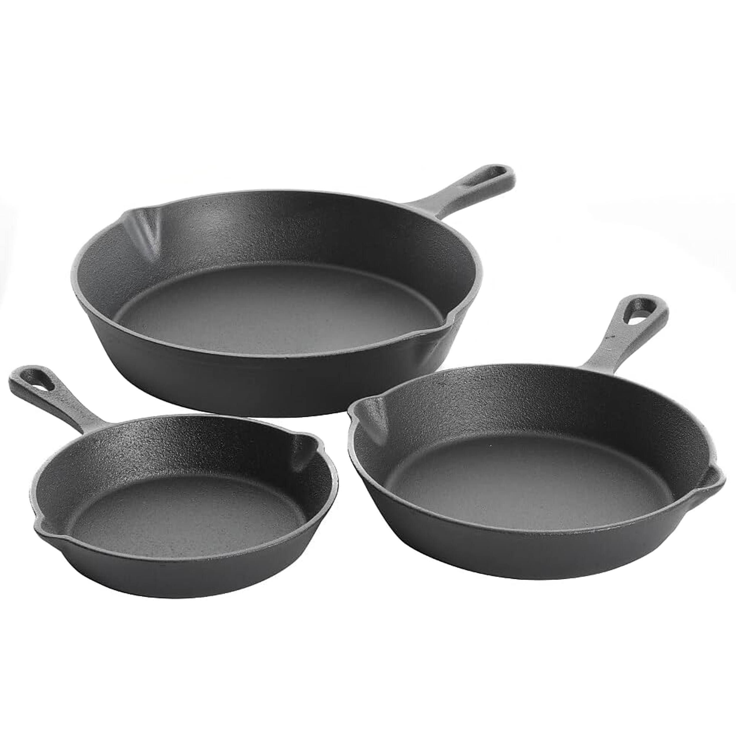 Front. Gibson - Gibson Home Brickstone 3 Piece Pre-Seasoned Cast Iron Skillet Set in Black - Black.