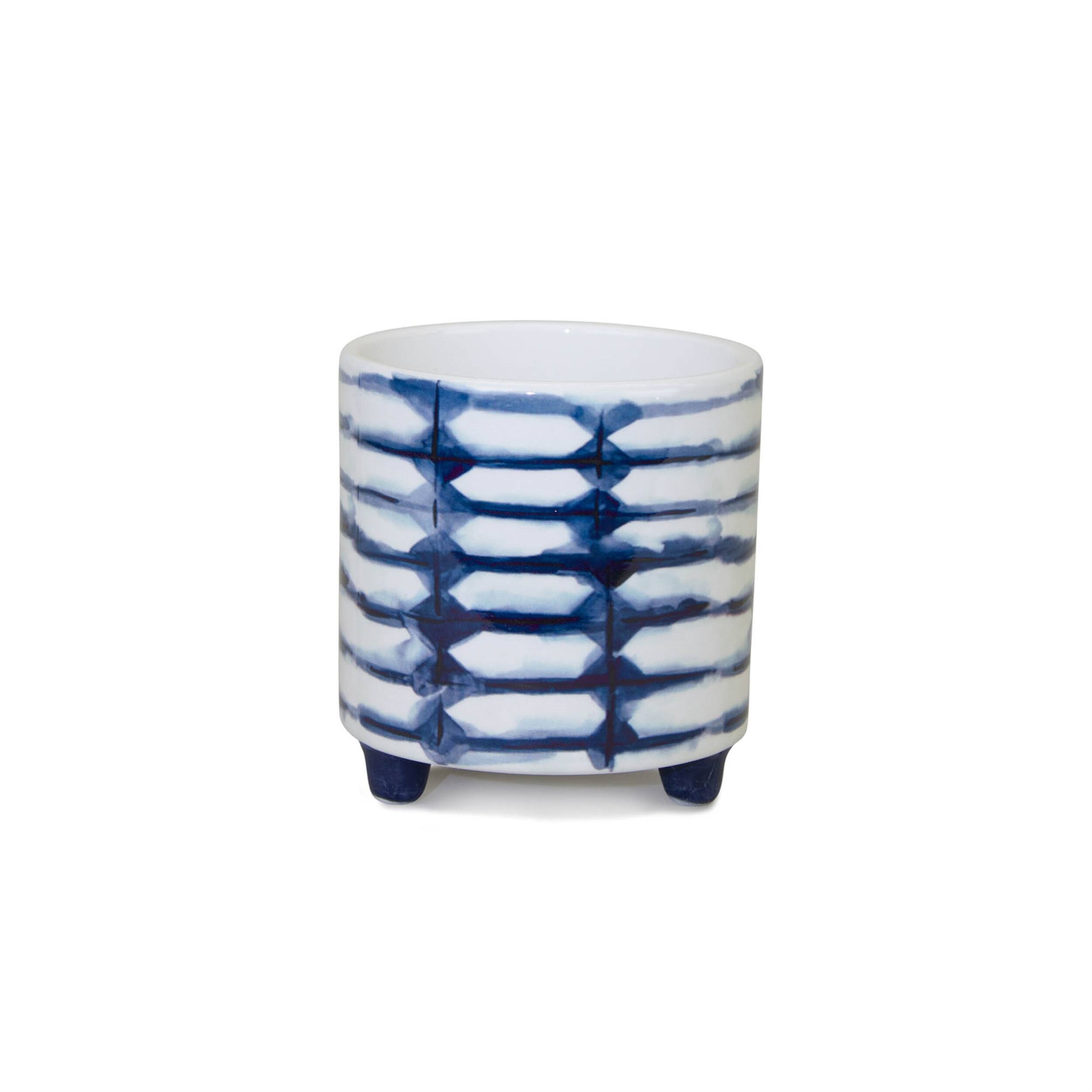 Alt View 2. BreeBe - Tie-Dye Design Footed Planter (Set of 2) - Blue, White.