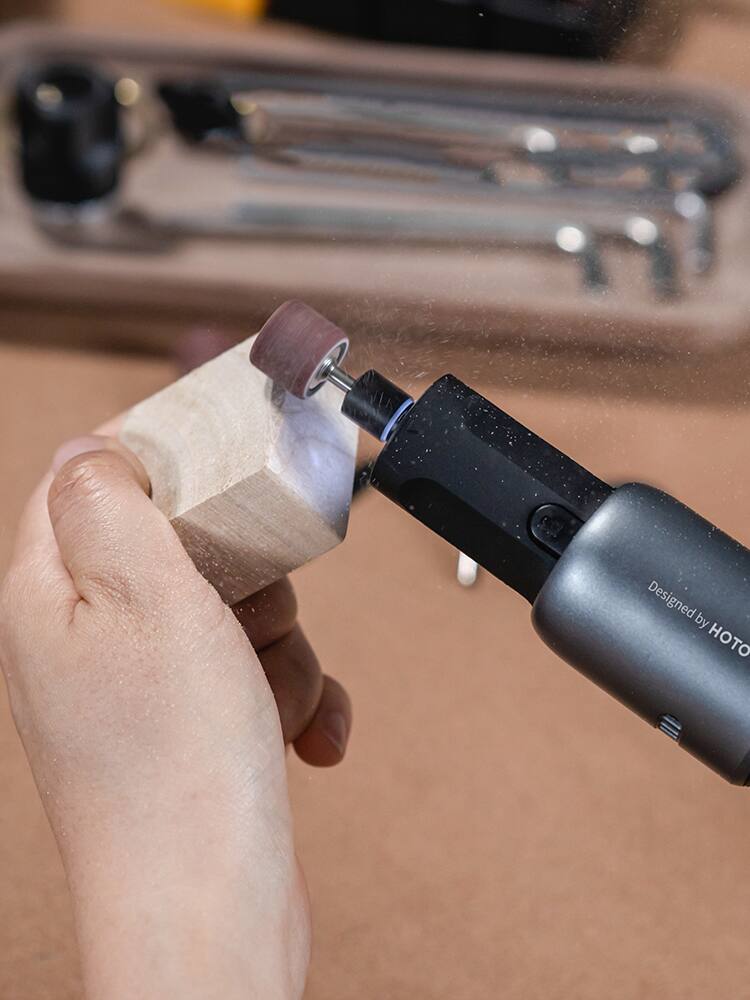 Alt View 14. HOTO - 35-in-1 Rotary Tool Kit, Cordless Mini Rotary Tool, 5 Speed 25000RPM, LED, USB-C Charging Base, Nail Grinder, Shield - Black.