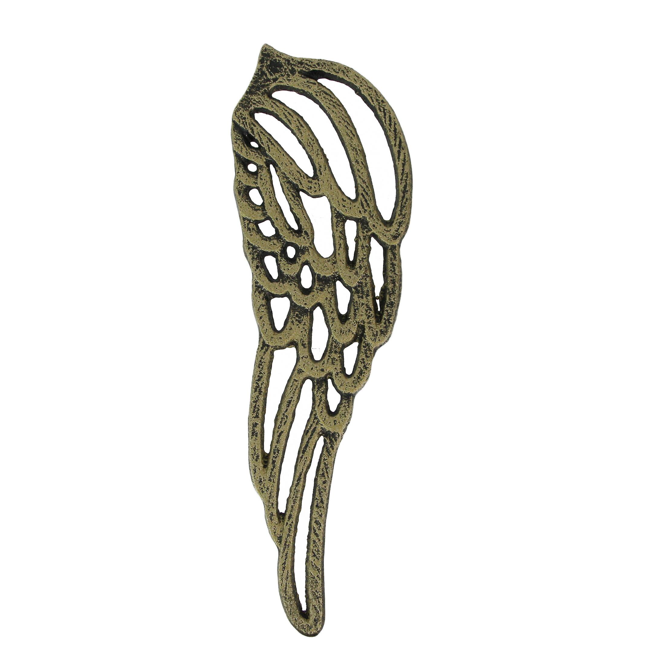 Alt View 2. Zeckos - Antique Gold Cast Iron Set of Angel Wings Wall Sculpture Rustic Home Decor Art - Gold.