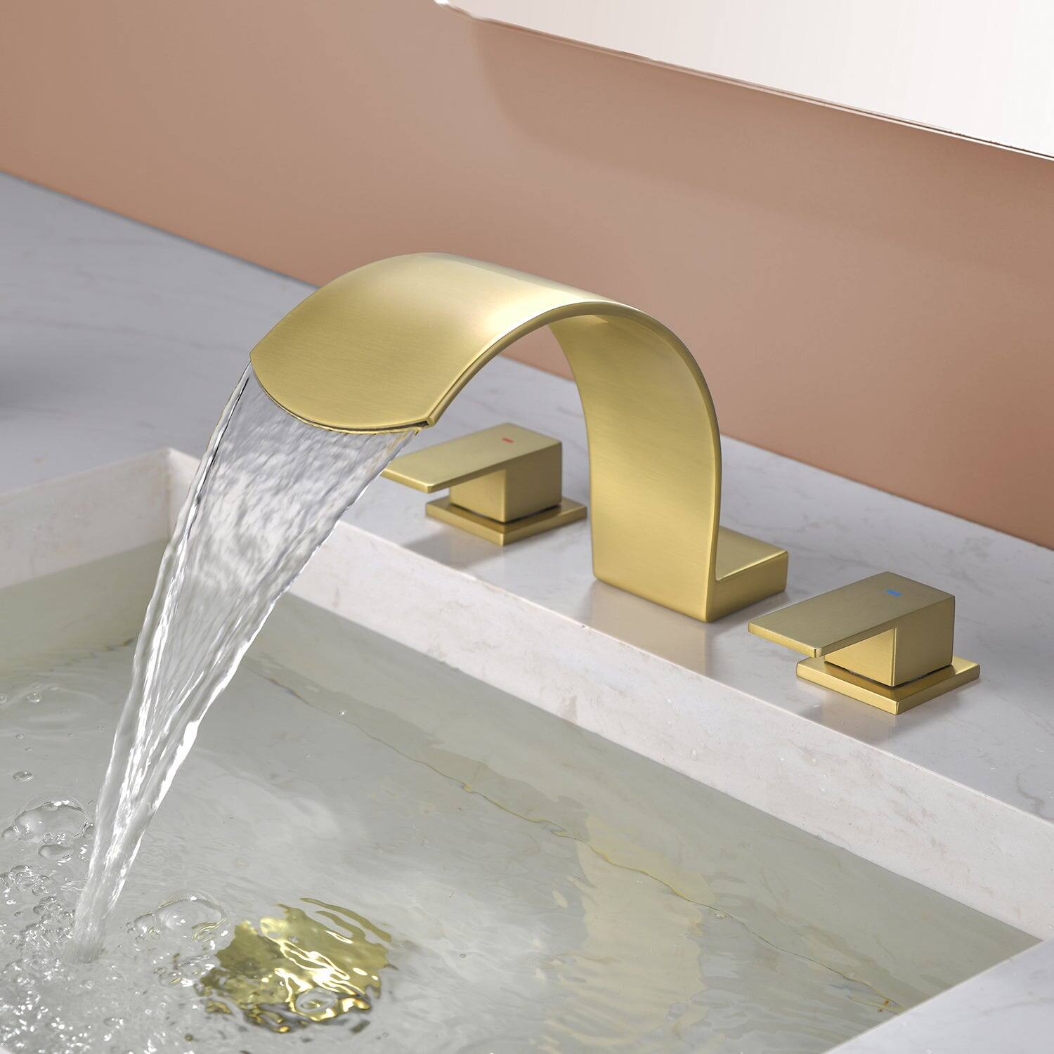 Alt View 3. Boyel Living - Brushed Gold Faucet SUS304 Waterfall Spout cUPC Quick Connect Dual Handle - Brushed Gold.