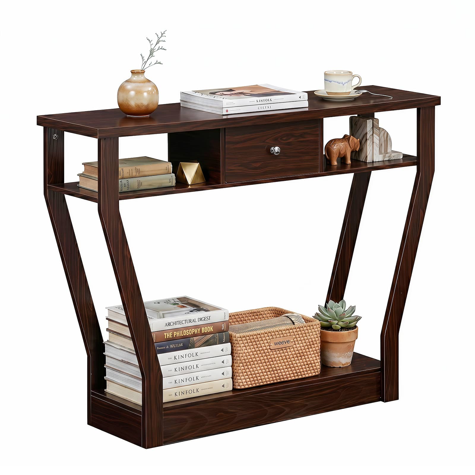 Costway - Console Table Modern Sofa Accent Table with Drawer Entryway Hallway Hall - Brown price history on PriceWatchPro