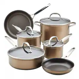 Anolon - 85103 Ascend Hard Anodized Nonstick Kitchen Cookware Pots and Pans Set, 10-Piece - Bronze