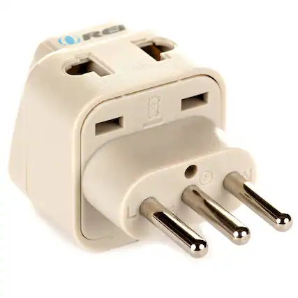 Front. Orei - OREI Grounded Universal 2-in-1 Plug Adapter – Type L for Italy, Uruguay & More - Beige.