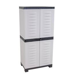 Sunnydaze - Lockable Storage Cabinet with 3 Adjustable Shelves - Gray