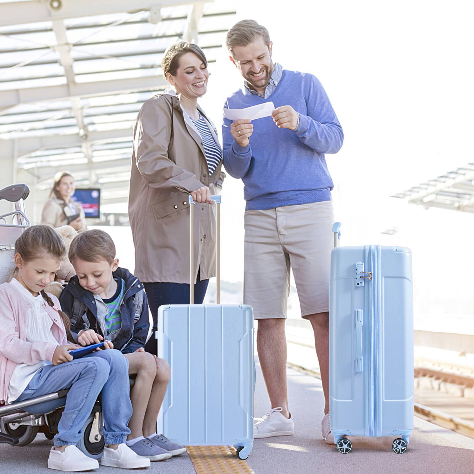 Alt View 1. Ecooso - 20-Inch Hardshell Carry-On Luggage with Spinner Wheels and TSA Lock - Sky Blue.