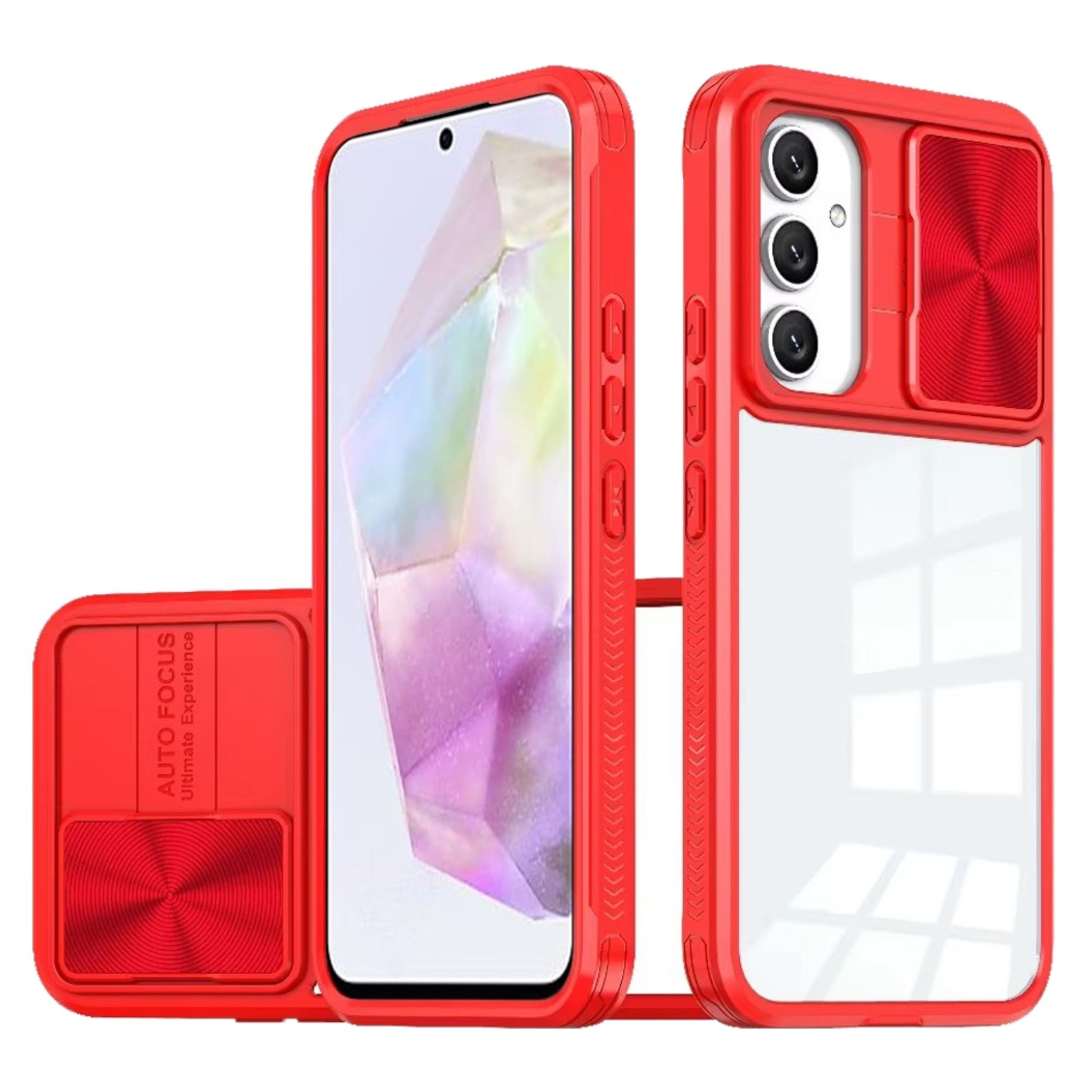 Kitcheniva - Clear Hybrid Rear Lens Sliding Cover Phone Case With Tempered Glass For Samsung Galaxy A36/A56 - Red price history on PriceWatchPro