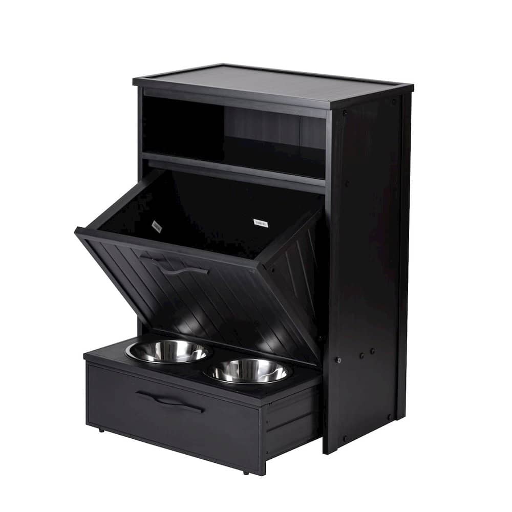 New Age Pet - Brea Dog Food Pantry Double Dog Bowl-Espresso - Black price history on PriceWatchPro