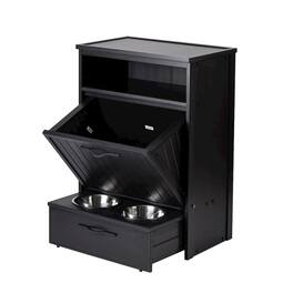 New Age Pet - Brea Dog Food Pantry Double Dog Bowl-Espresso - Black