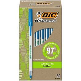 BIC - Ecolutions Round Stic Ballpoint Pens, Medium Point, 50/Pack - Blue Ink