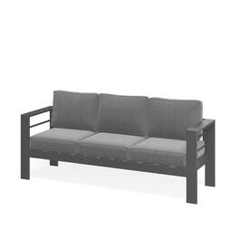 Mondawe - 75" 3-Seat Metal Patio Sofa Couch with Cushions - Gray