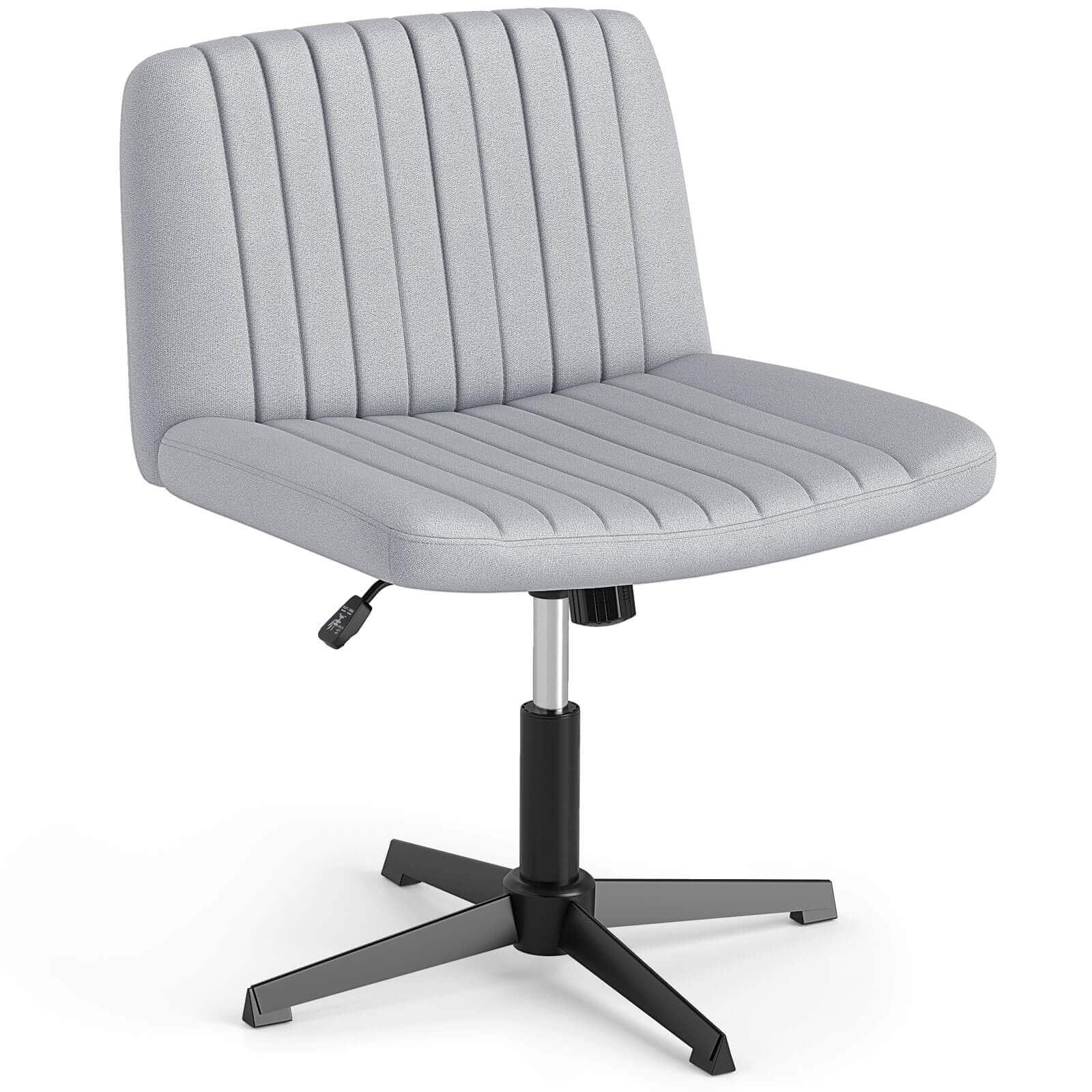 Costway - Criss Cross Chair No Wheels with Soft-Padded Wide Seat Adjustable Height Modern - Gray