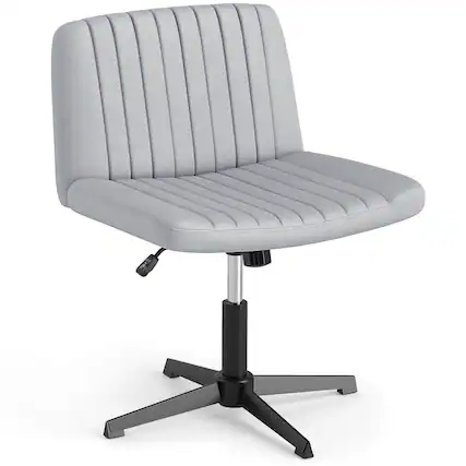 Front. Costway - Costway Criss Cross Chair No Wheels with Soft-Padded Wide Seat Adjustable Height Modern - Gray.