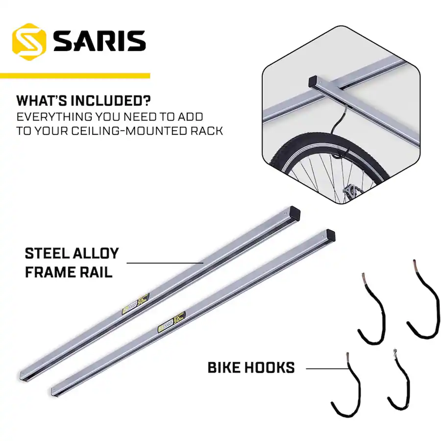Sliding Rails Bike Rack Saris Cycle Glide Ceiling Bike Rack Add On for 2 Bikes Garage Hanging ...