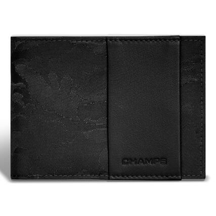 Front. Champs - Camo Collection Leather Center Wing Wallet - Black.