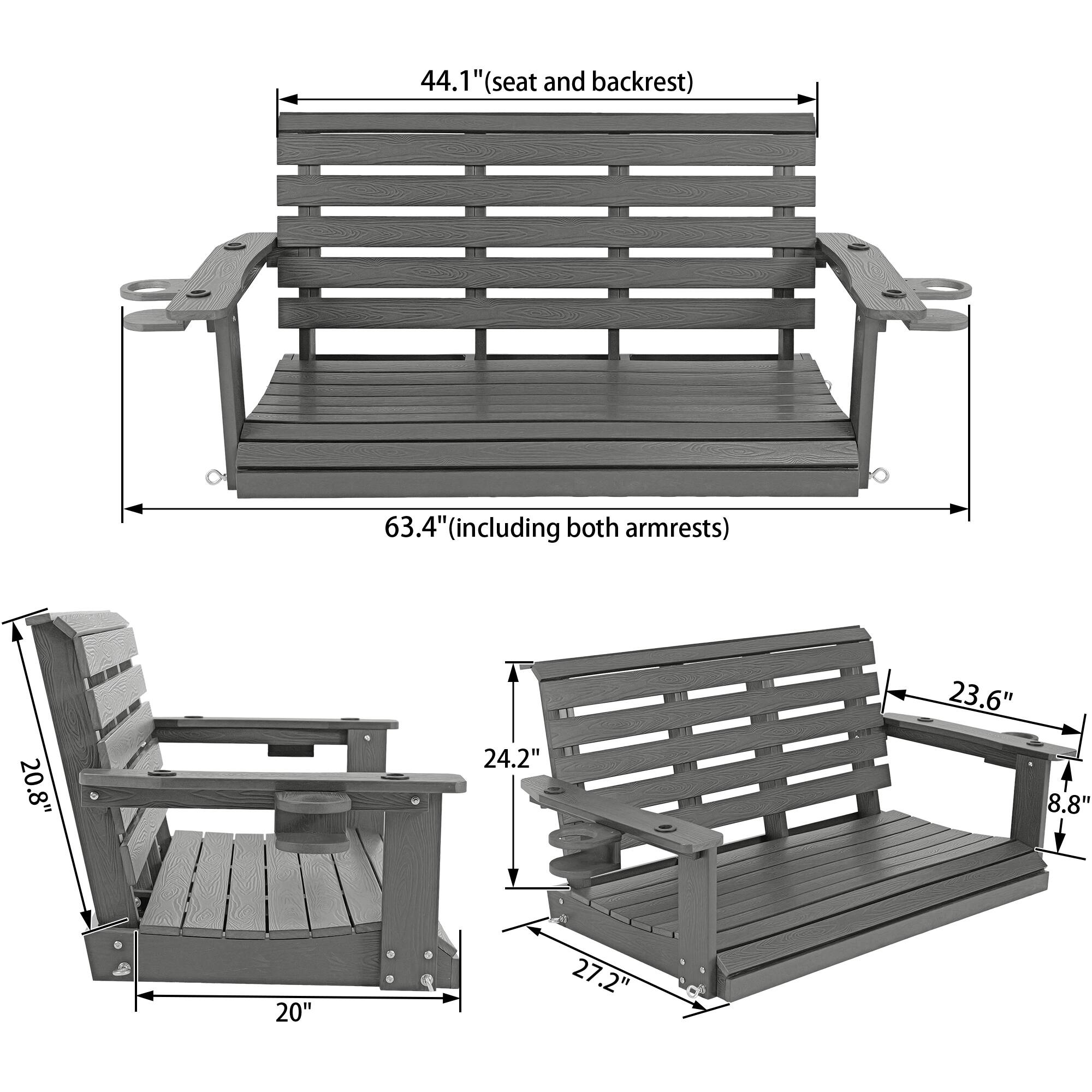 44.1" (seat and backrest)  
63.4" (including both armrests)  
20.8"  
24.2"  
23.6"  
8.8"  
20"  
27.2"