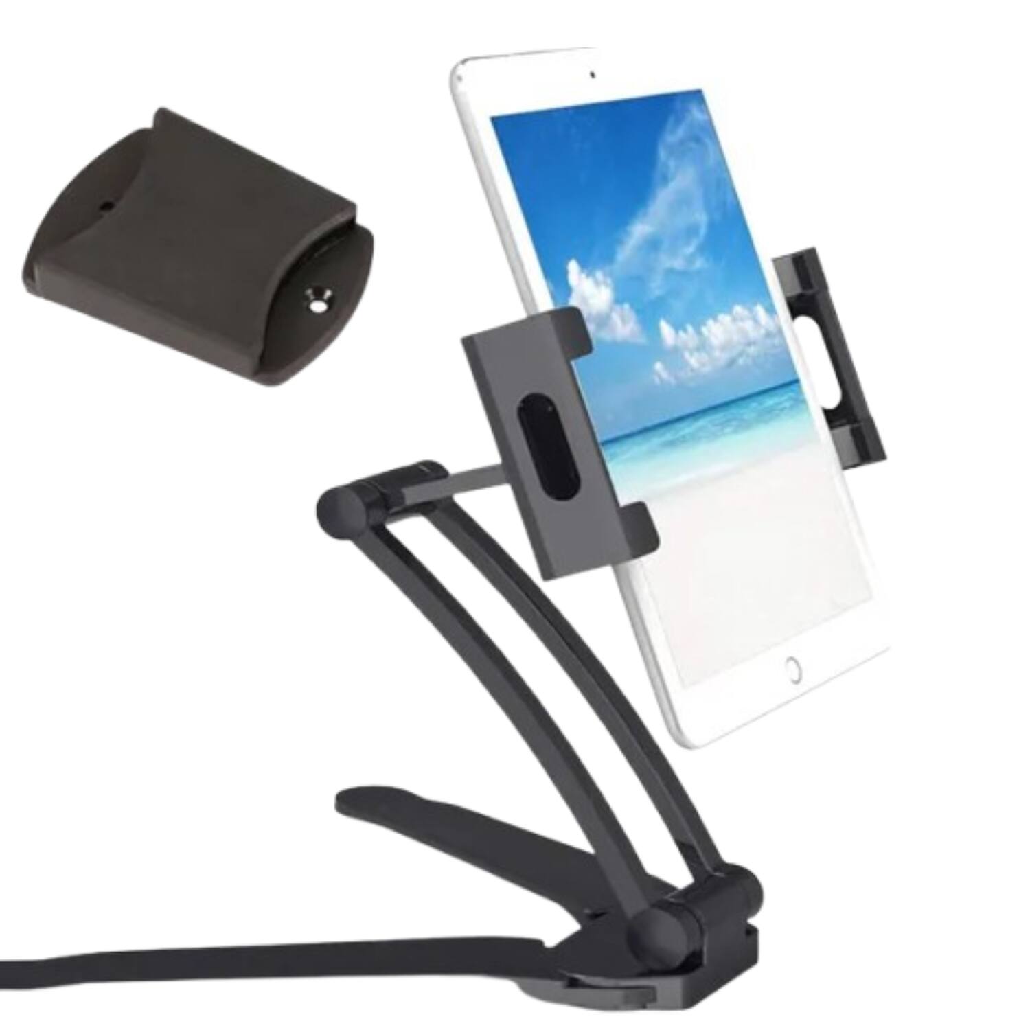 Front. Stock Preferred - Premium 360° Adjustable Tablet Holder for Desk & Wall - Black.