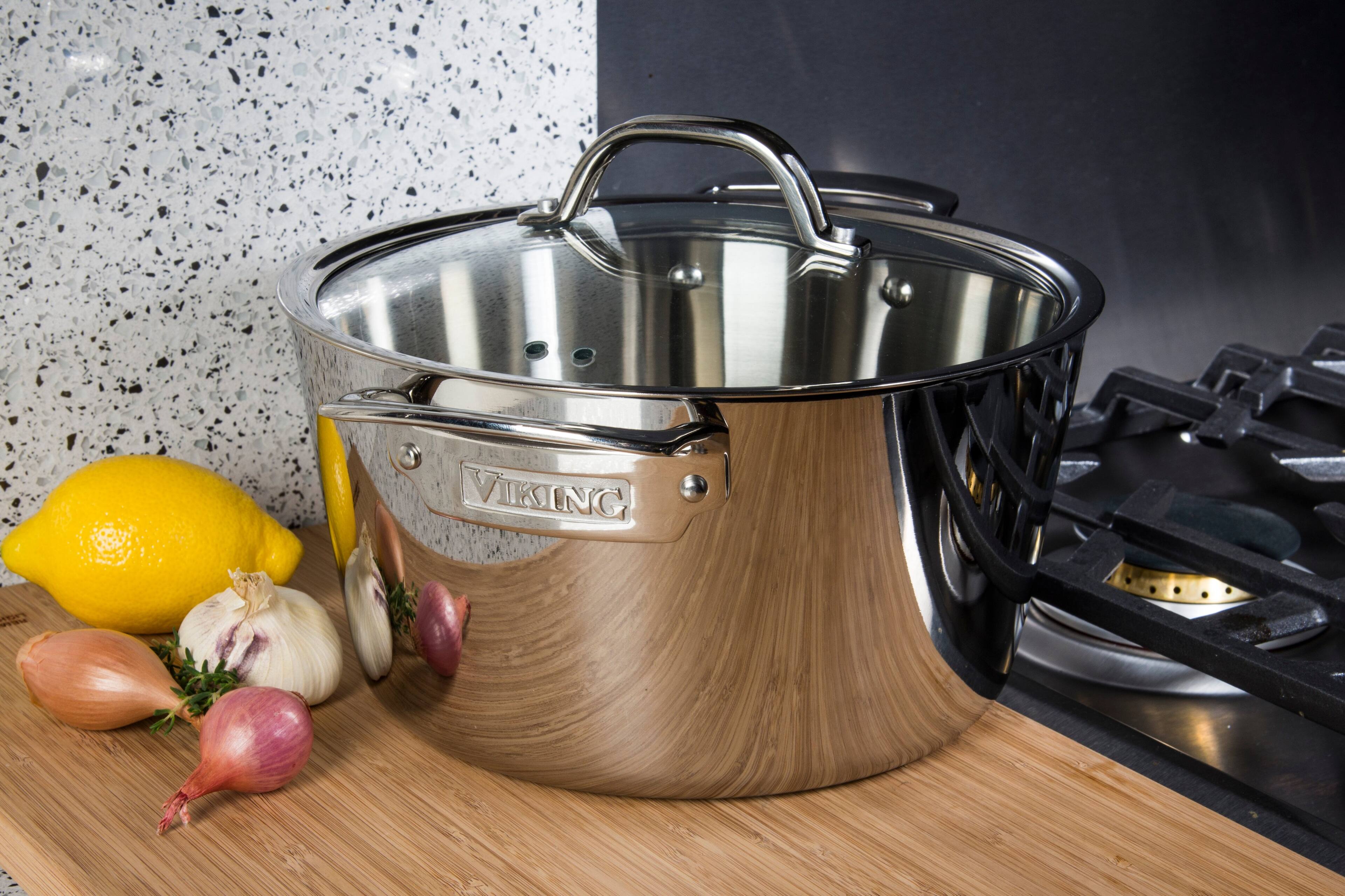 Alt View 32. Viking - Contemporary 3 Ply 10 Piece Cookware Set- Mirror - Stainless Steel.